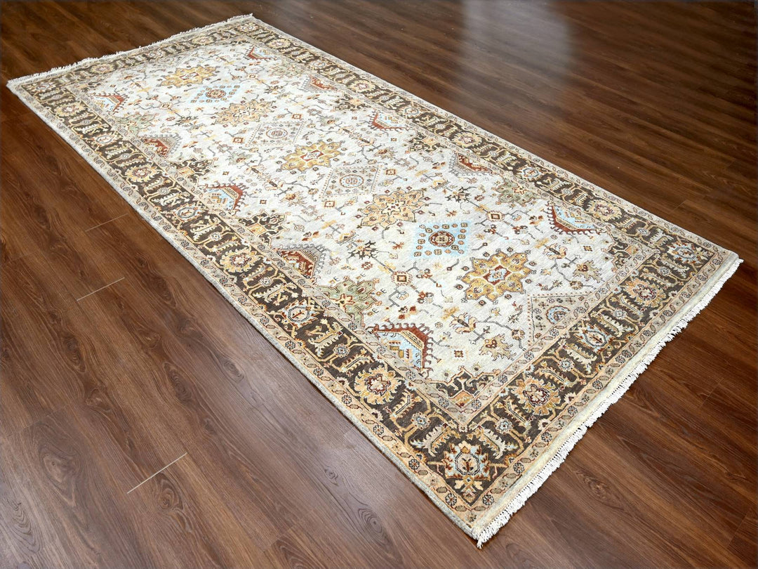 6'1" x 11'10" New Hand Knotted Ivory Wool Runner Oriental Rug - MOA10284409
