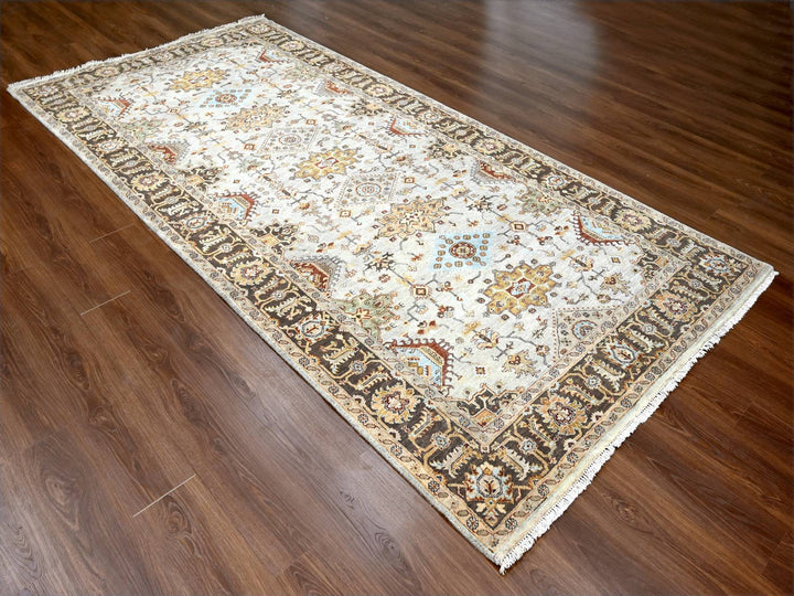6'1" x 11'10" New Hand Knotted Ivory Wool Runner Oriental Rug - MOA10284409