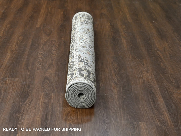 6'1" x 11'10" New Hand Knotted Ivory Wool Runner Oriental Rug - MOA10284409