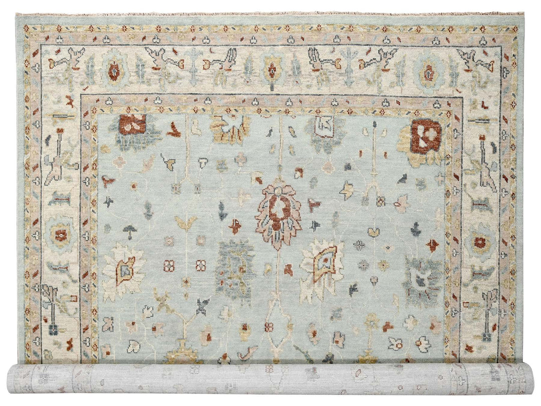 12'0" x 14'10" New Hand Knotted Blue Wool Rectangle Oriental Rug - MOA10284410