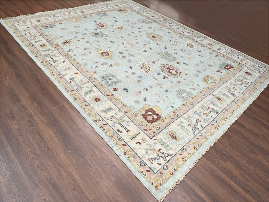 12'0" x 14'10" New Hand Knotted Blue Wool Rectangle Oriental Rug - MOA10284410