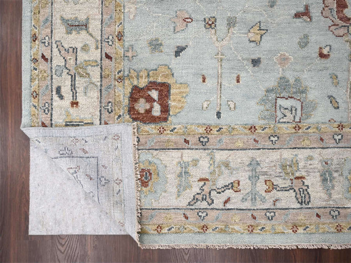 12'0" x 14'10" New Hand Knotted Blue Wool Rectangle Oriental Rug - MOA10284410
