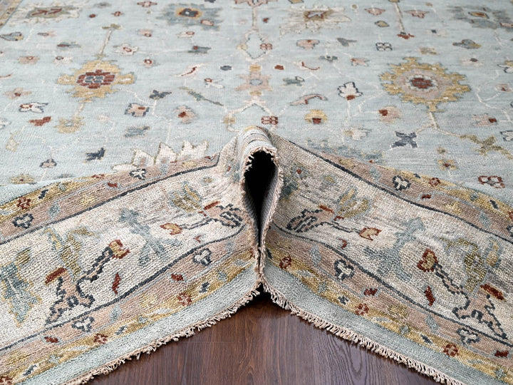 12'0" x 14'10" New Hand Knotted Blue Wool Rectangle Oriental Rug - MOA10284410