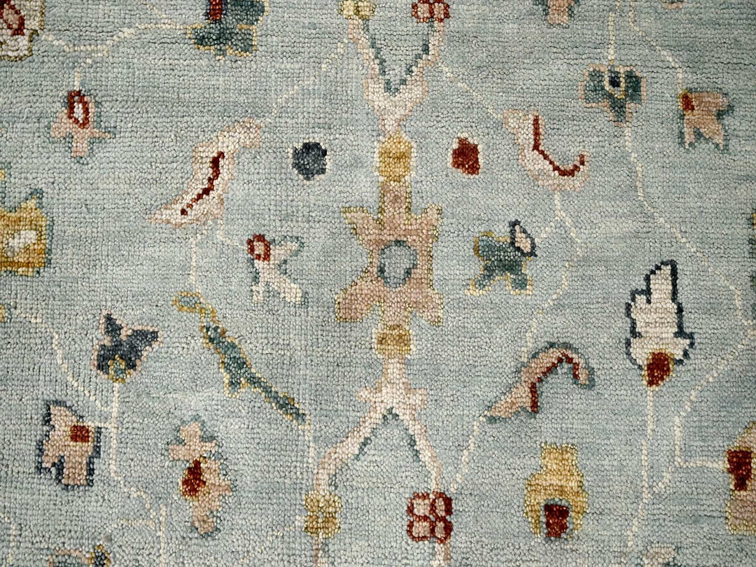 12'0" x 14'10" New Hand Knotted Blue Wool Rectangle Oriental Rug - MOA10284410