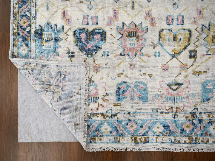 6'2" x 9'0" New Hand Knotted Ivory Wool Rectangle Oriental Rug - MOA10284427