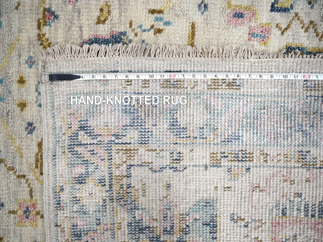 6'2" x 9'0" New Hand Knotted Ivory Wool Rectangle Oriental Rug - MOA10284427