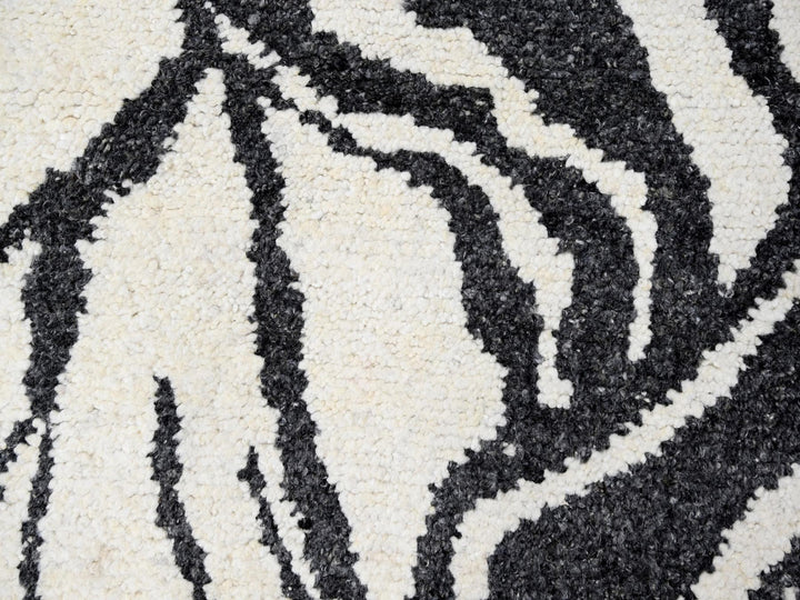 8'0" x 8'0" New Hand Knotted Ivory Wool Round Oriental Rug - MOA10284435