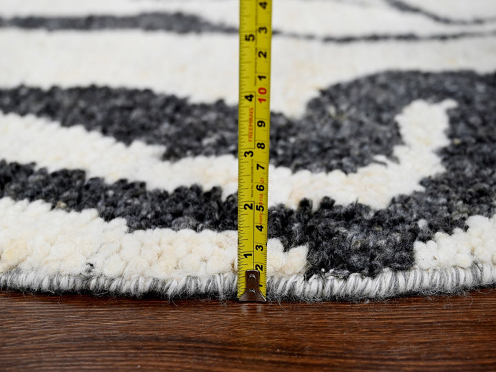 8'0" x 8'0" New Hand Knotted Ivory Wool Round Oriental Rug - MOA10284435