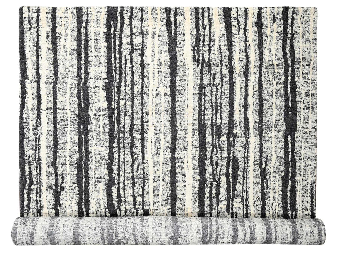12'0" x 14'9" New Hand Knotted Black Wool Rectangle Oriental Rug - MOA10284446