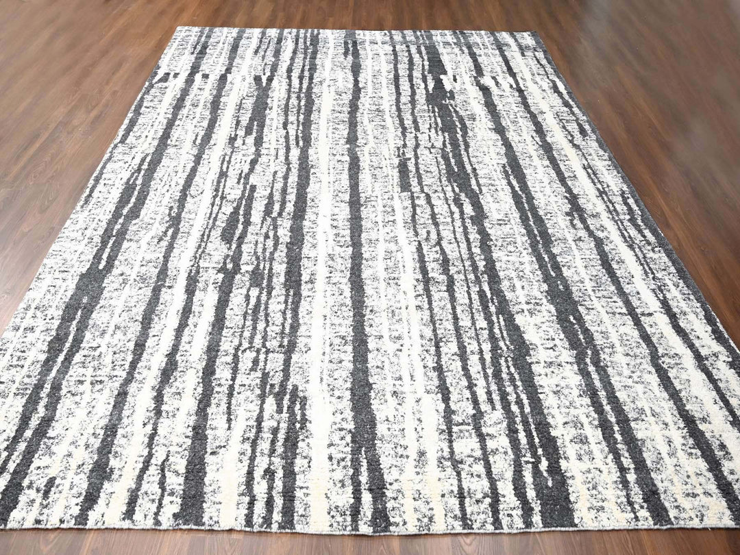 12'0" x 14'9" New Hand Knotted Black Wool Rectangle Oriental Rug - MOA10284446