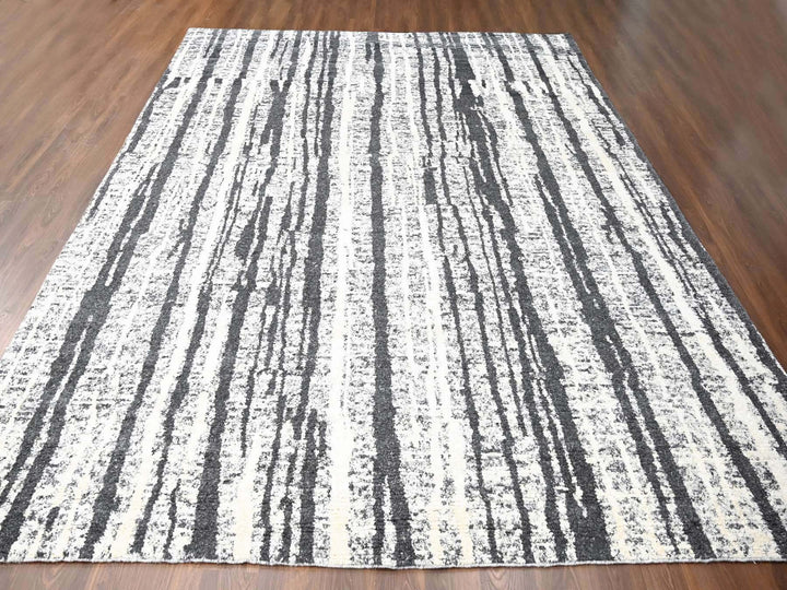 12'0" x 14'9" New Hand Knotted Black Wool Rectangle Oriental Rug - MOA10284446