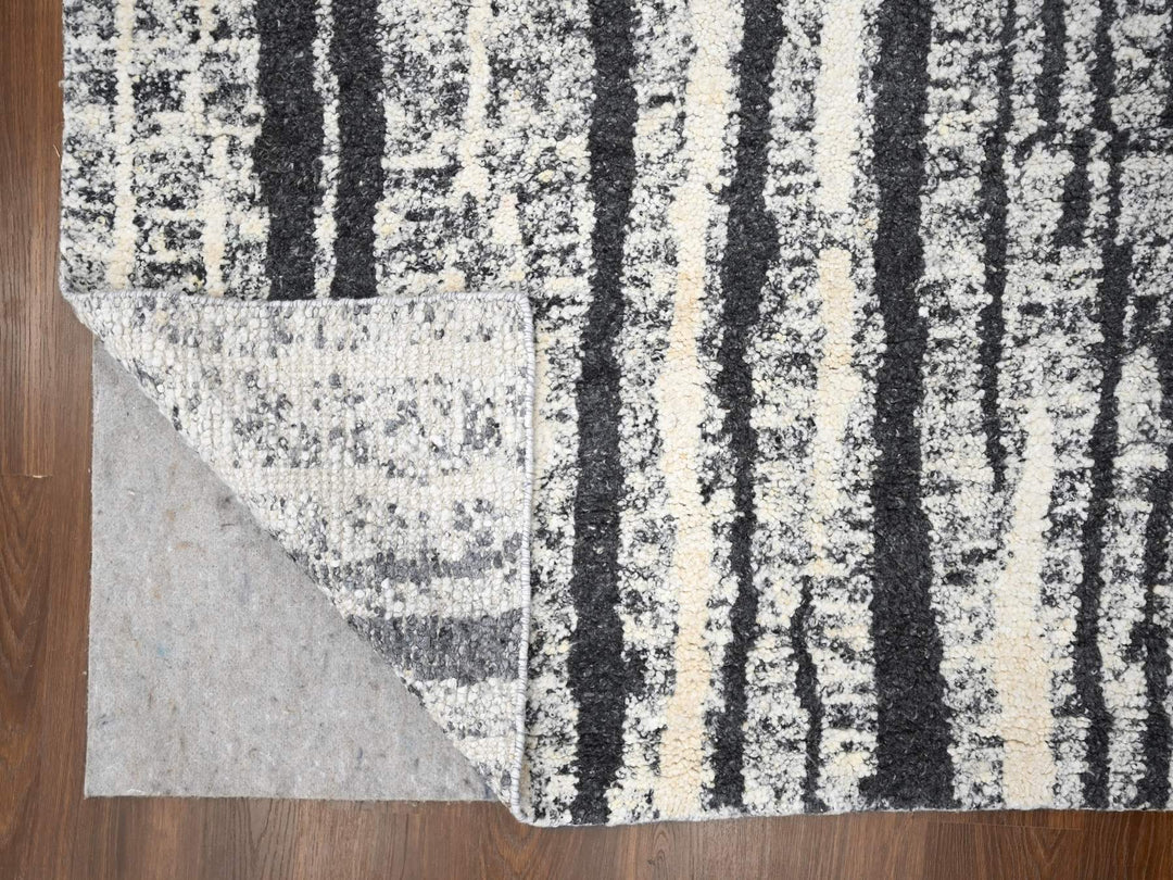 12'0" x 14'9" New Hand Knotted Black Wool Rectangle Oriental Rug - MOA10284446