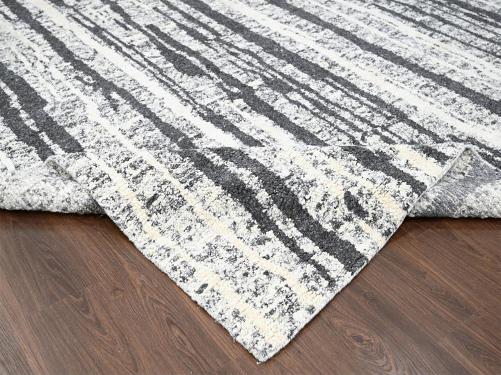 12'0" x 14'9" New Hand Knotted Black Wool Rectangle Oriental Rug - MOA10284446