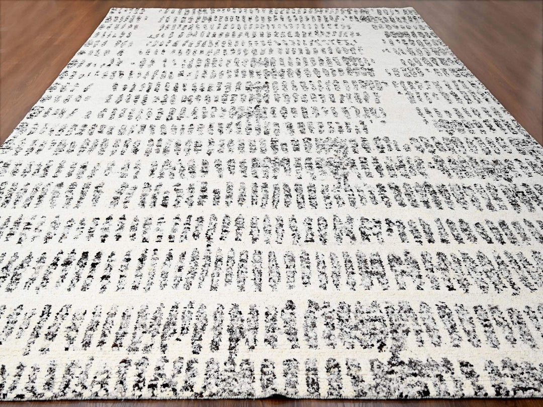 12'1" x 17'9" New Hand Knotted Ivory Wool Rectangle Oriental Rug - MOA10284449