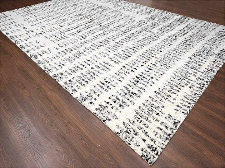12'1" x 17'9" New Hand Knotted Ivory Wool Rectangle Oriental Rug - MOA10284449