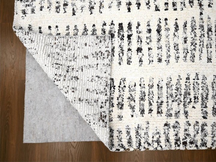 12'1" x 17'9" New Hand Knotted Ivory Wool Rectangle Oriental Rug - MOA10284449