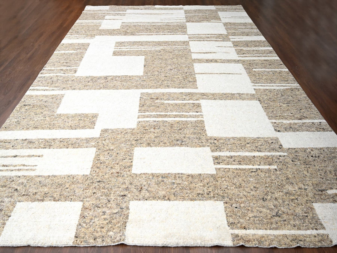 12'1" x 17'10" New Hand Knotted Brown Wool Rectangle Oriental Rug - MOA10284453