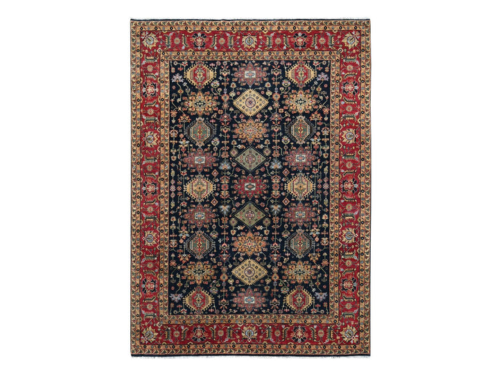 9'0" x 11'11" New Hand Knotted Black Wool Rectangle Oriental Rug - MOA10284457