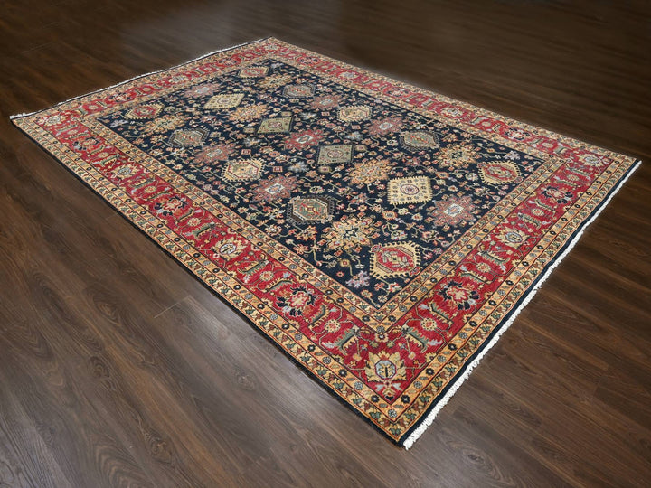 9'0" x 11'11" New Hand Knotted Black Wool Rectangle Oriental Rug - MOA10284457