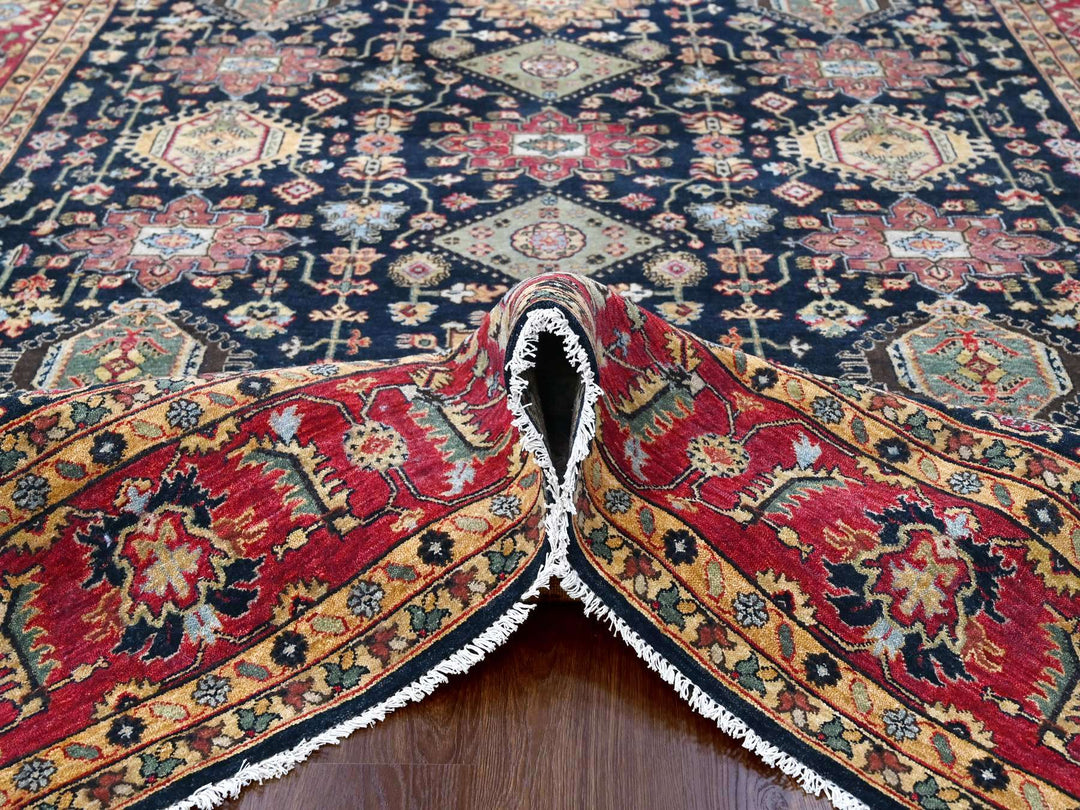 9'0" x 11'11" New Hand Knotted Black Wool Rectangle Oriental Rug - MOA10284457