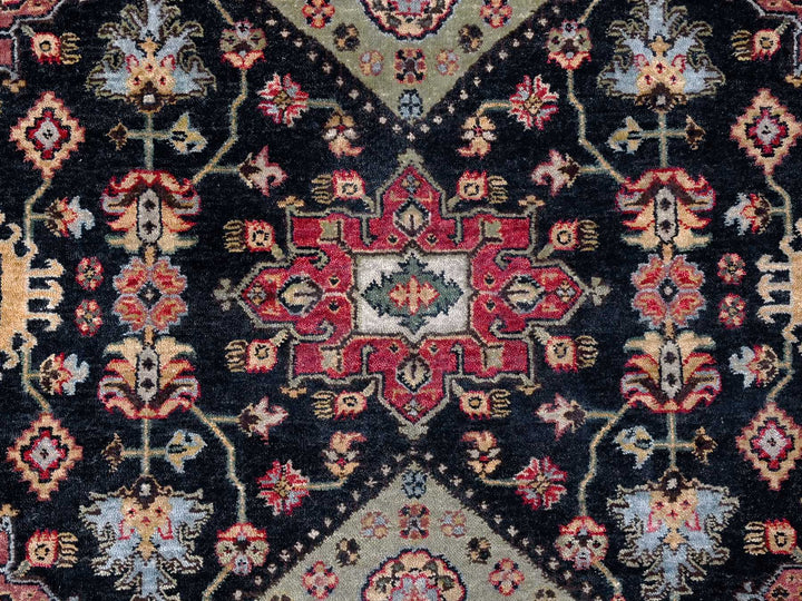 9'0" x 11'11" New Hand Knotted Black Wool Rectangle Oriental Rug - MOA10284457