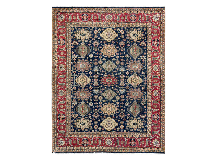8'2" x 9'11" New Hand Knotted Black Wool Rectangle Oriental Rug - MOA10284458