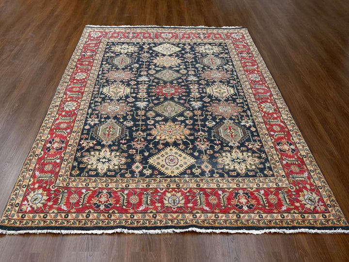8'2" x 9'11" New Hand Knotted Black Wool Rectangle Oriental Rug - MOA10284458