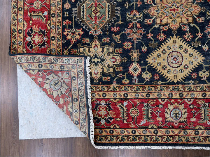 8'2" x 9'11" New Hand Knotted Black Wool Rectangle Oriental Rug - MOA10284458