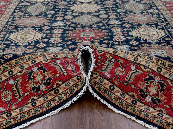 8'2" x 9'11" New Hand Knotted Black Wool Rectangle Oriental Rug - MOA10284458