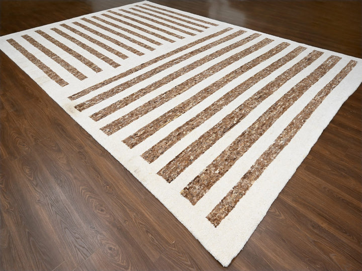 12'1" x 17'9" New Hand Knotted Brown Wool Rectangle Oriental Rug - MOA10284462