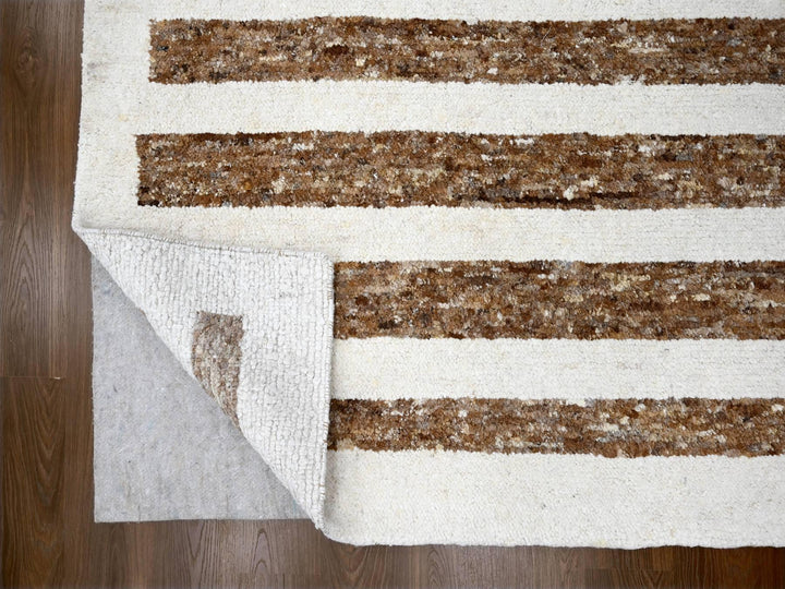 12'1" x 17'9" New Hand Knotted Brown Wool Rectangle Oriental Rug - MOA10284462