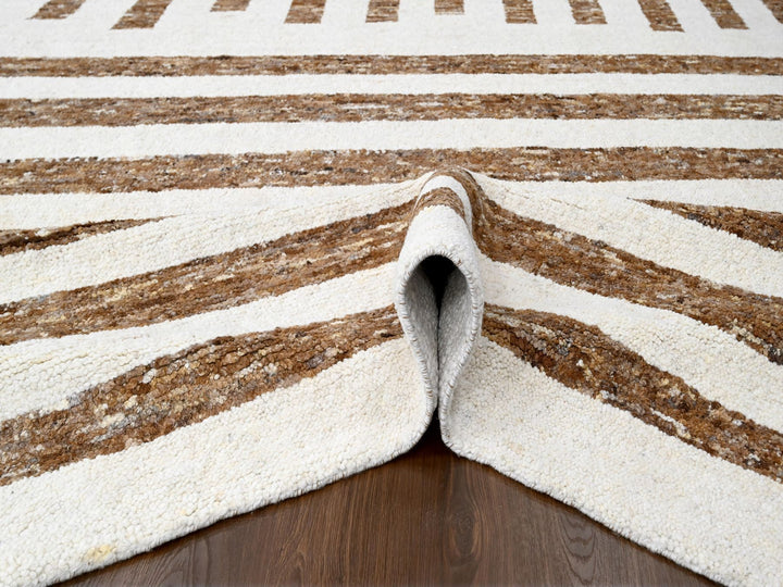 12'1" x 17'9" New Hand Knotted Brown Wool Rectangle Oriental Rug - MOA10284462
