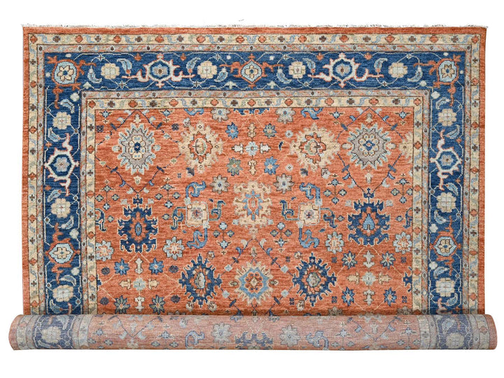 12'0" x 17'10" New Hand Knotted Orange Wool Rectangle Oriental Rug - MOA10284467