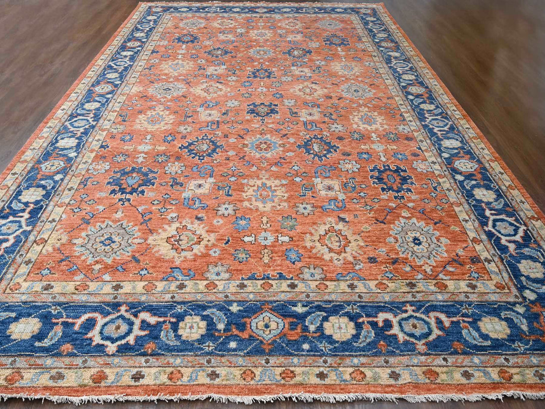12'0" x 17'10" New Hand Knotted Orange Wool Rectangle Oriental Rug - MOA10284467