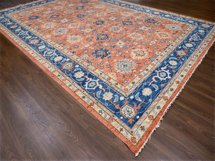 12'0" x 17'10" New Hand Knotted Orange Wool Rectangle Oriental Rug - MOA10284467