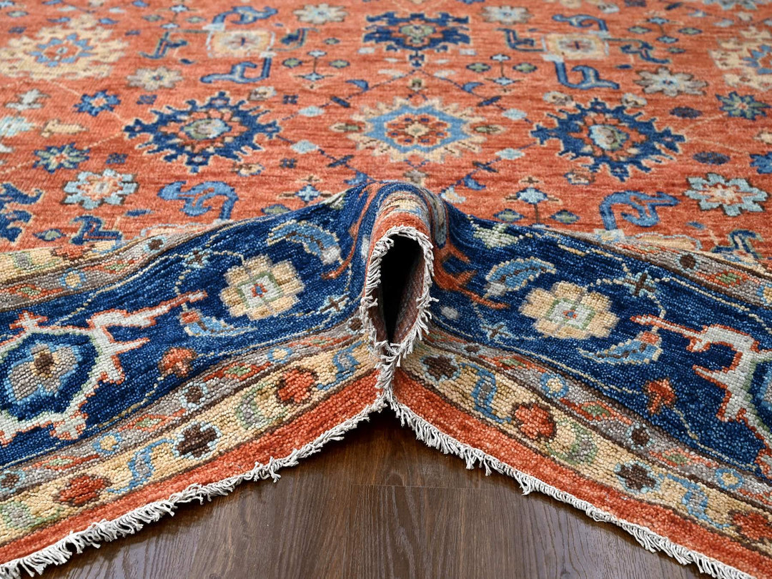 12'0" x 17'10" New Hand Knotted Orange Wool Rectangle Oriental Rug - MOA10284467