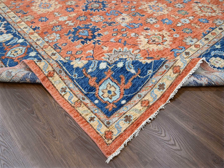 12'0" x 17'10" New Hand Knotted Orange Wool Rectangle Oriental Rug - MOA10284467