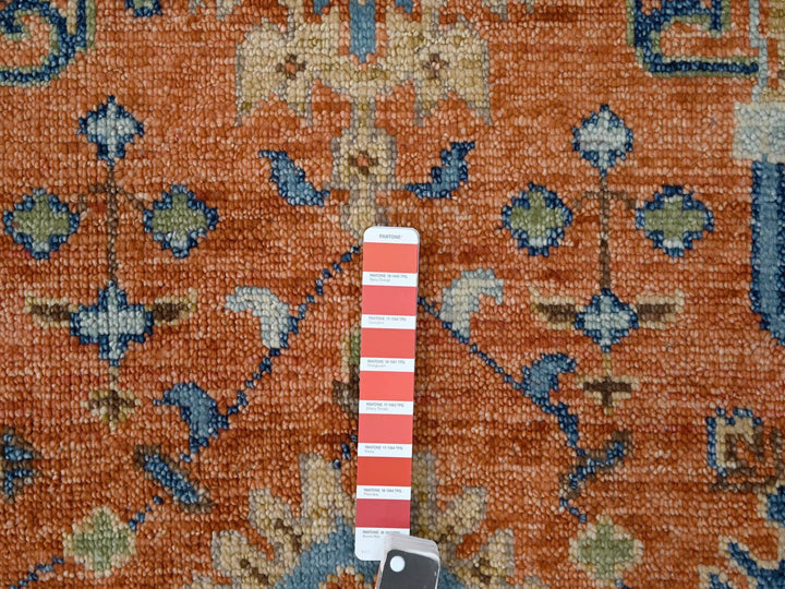 12'0" x 17'10" New Hand Knotted Orange Wool Rectangle Oriental Rug - MOA10284467