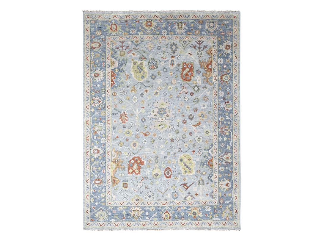 9'1" x 11'10" New Hand Knotted Blue Wool Rectangle Oriental Rug - MOA10284477