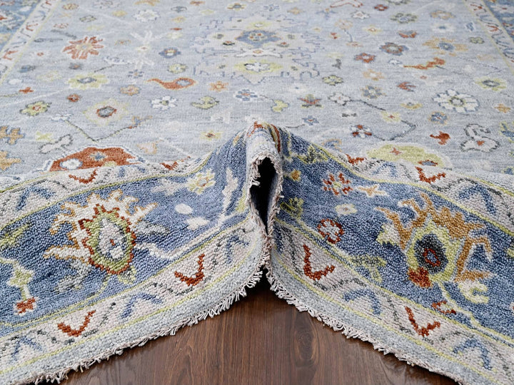 9'1" x 11'10" New Hand Knotted Blue Wool Rectangle Oriental Rug - MOA10284477
