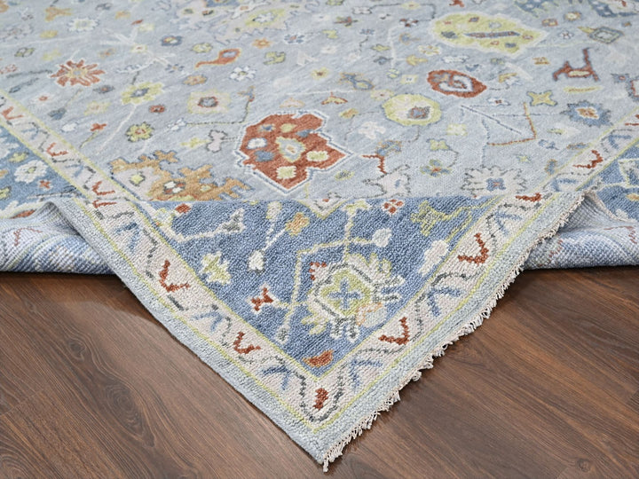 9'1" x 11'10" New Hand Knotted Blue Wool Rectangle Oriental Rug - MOA10284477