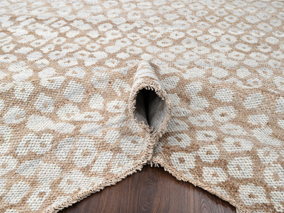9'0" x 11'11" New Hand Knotted Brown Wool Rectangle Oriental Rug - MOA10284485