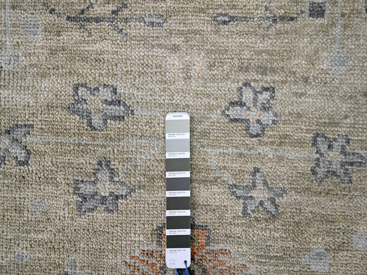 11'9" x 17'9" New Hand Knotted Green Wool Rectangle Oriental Rug - MOA10284489