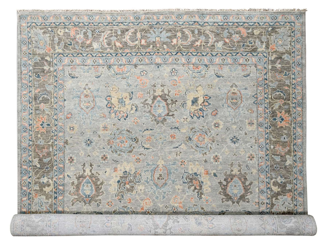12'0" x 17'9" New Hand Knotted Grey Wool Rectangle Oriental Rug - MOA10284491