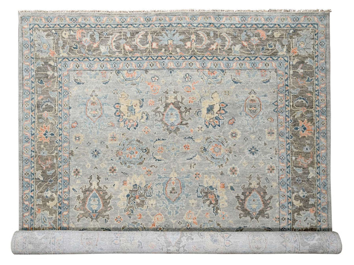 12'0" x 17'9" New Hand Knotted Grey Wool Rectangle Oriental Rug - MOA10284491