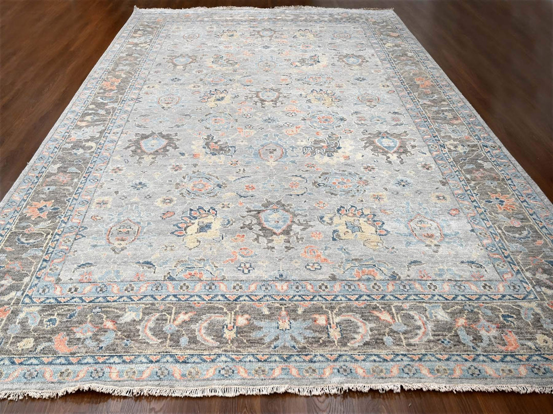 12'0" x 17'9" New Hand Knotted Grey Wool Rectangle Oriental Rug - MOA10284491