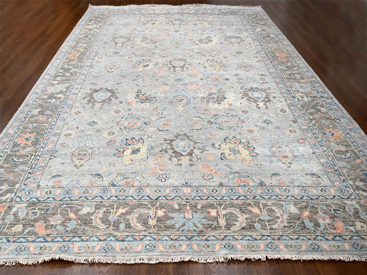 12'0" x 17'9" New Hand Knotted Grey Wool Rectangle Oriental Rug - MOA10284491
