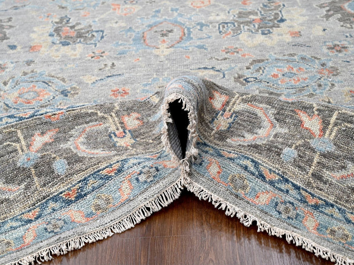 12'0" x 17'9" New Hand Knotted Grey Wool Rectangle Oriental Rug - MOA10284491