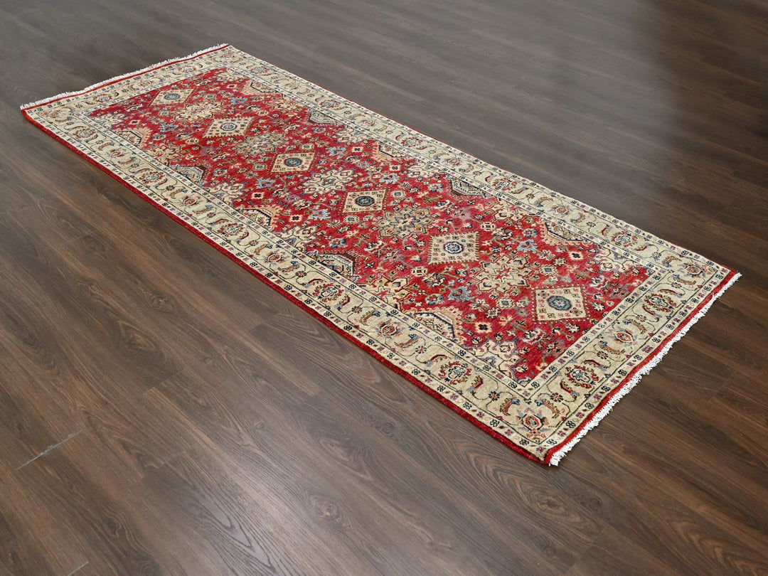 4'1" x 9'10" New Hand Knotted Red Wool Runner Oriental Rug - MOA10284500