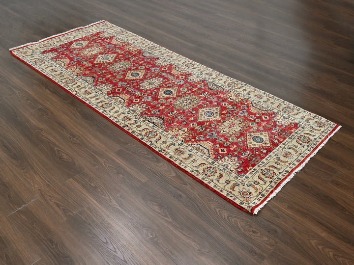 4'1" x 9'10" New Hand Knotted Red Wool Runner Oriental Rug - MOA10284500